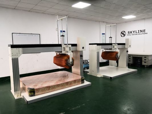 ASTM F1566 / EN1957 Máquina de ensaio de rolos de colchão de caixa de ressorte interno com medição de diminuição de altura
